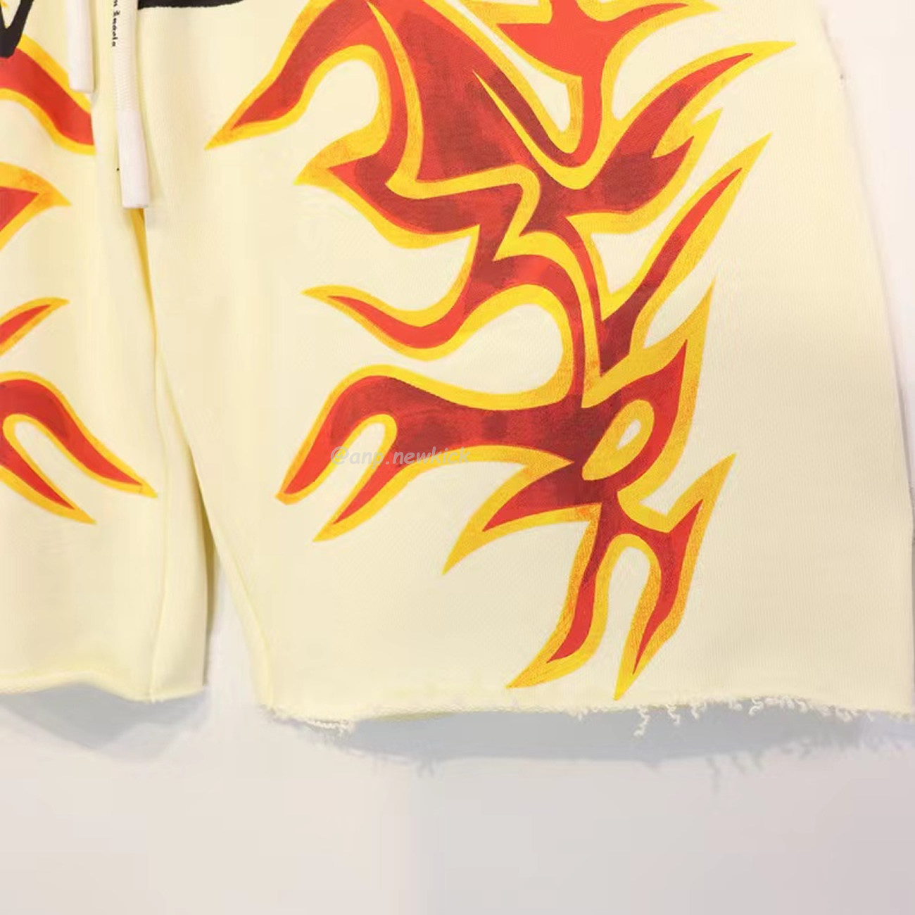 Palm Angels Graffiti Flame T Shirt Shorts Black White (2) - www.newkick.vip
